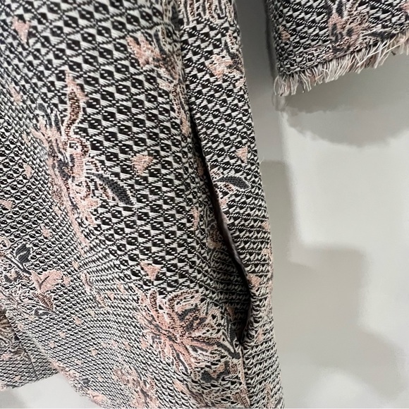 Alberto Makali Floral Metallic Jacquard Print Open Coat 6 - Picture 9 of 13